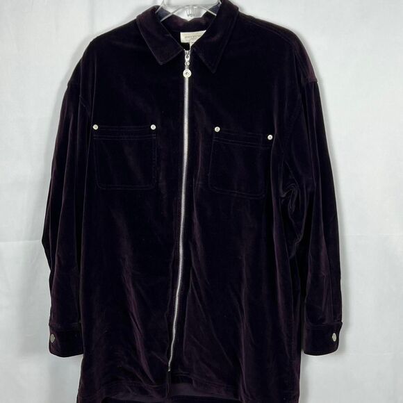 Jones New York Sport Vintage Purple Velvet Overshirt Jacket XL 1X - Picture 3 of 7